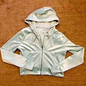 SO Lounge Life Cropped Velour Full Zip Hoodie - Mint green